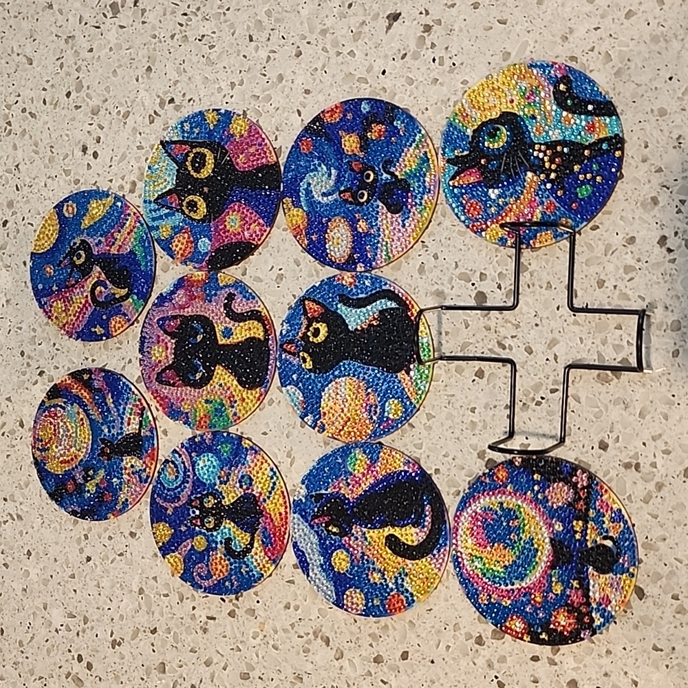 Finished Diamond Painting Wooden Coasters, Set Of 10